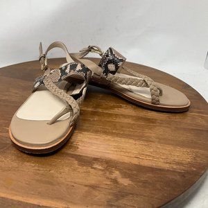 Cole Haan Grand Series Braided Ankle Strap Animal Print Sandal Flats Size 8.5